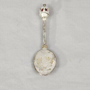 Vintage London England Souvenir Spoon Silver Plated 3D Crown Travel Europe